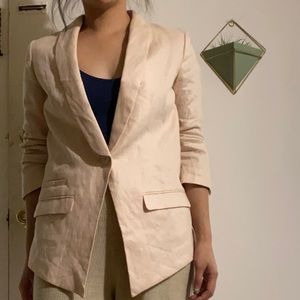 Blush Pink Structured Linen Blazer
